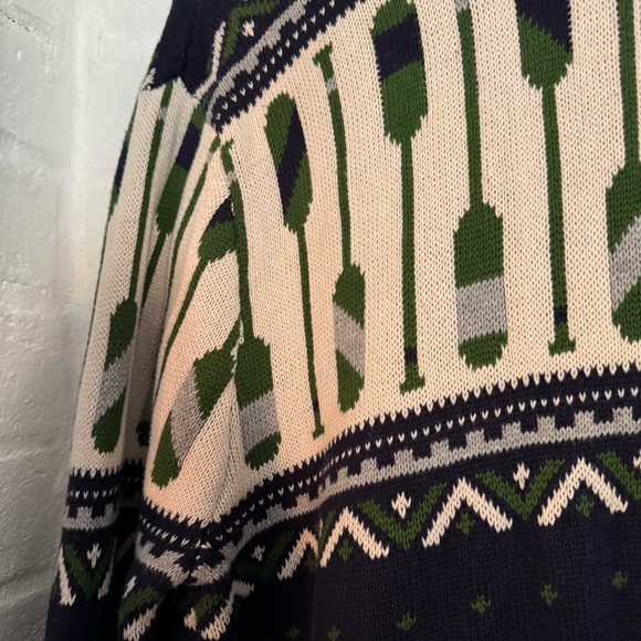 Merona Men’s Cardigan Sweater XL | Paddle Oar Nautical Print $20 - Picture 6 of 6